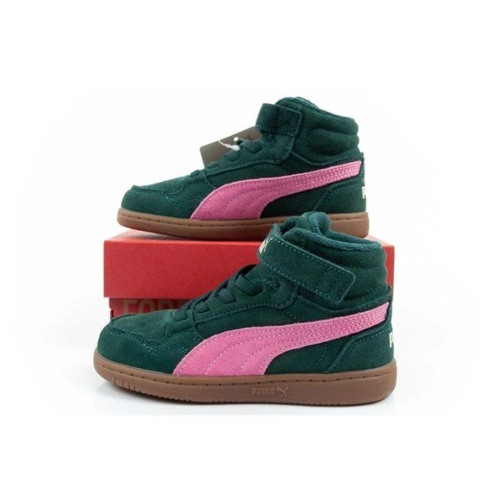 Žieminiai sportbačiai mergaitėms Puma Reb-L Mid, žali ir rožiniai