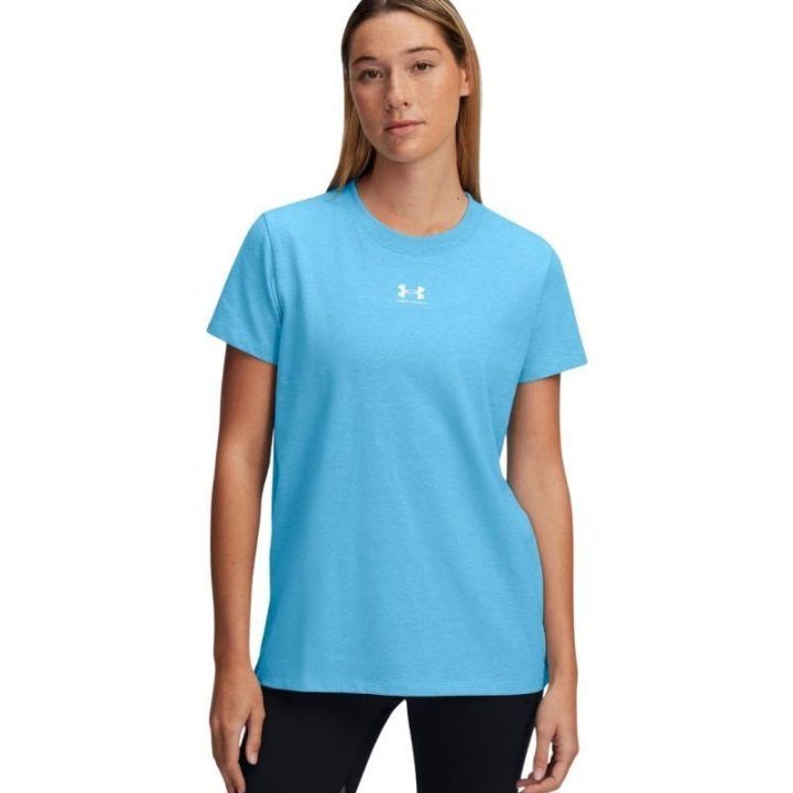 Moteriški medvilniniai marškinėliai Under Armour Rival Core, žydri