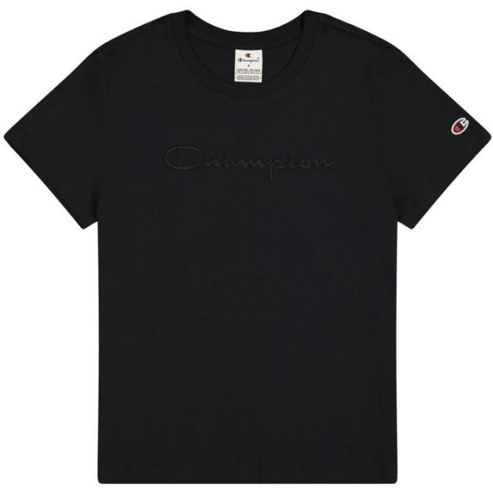 Moteriški medvilniniai marškinėliai Champion SS Tee, juodi