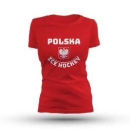 Moteriški marškinėliai su „Polska Ice Hockey“ užrašu