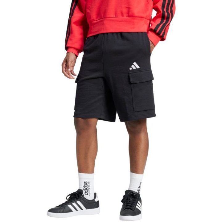 Vyriški medvilniniai kargo šortai adidas Essentials, juodi