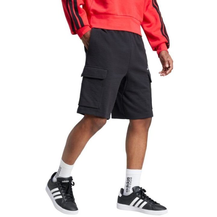 Vyriški medvilniniai kargo šortai adidas Essentials, juodi