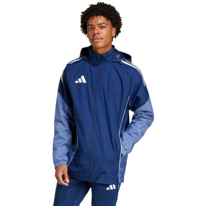 Vyriška striukė su paslepiamu gobtuvu adidas Tiro 25, mėlyna