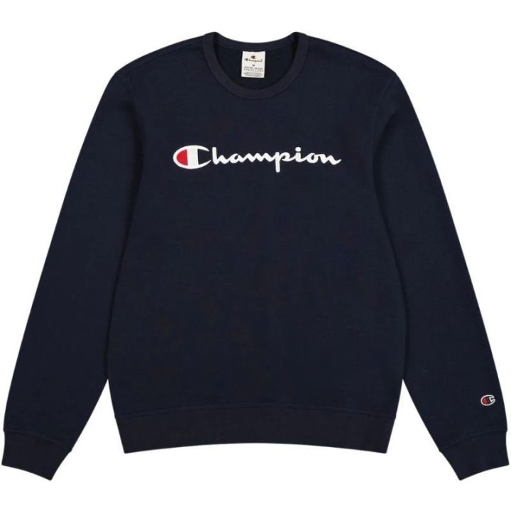 Vyriškas medvilninis džemperis Champion Crewneck, tamsiai mėlynas