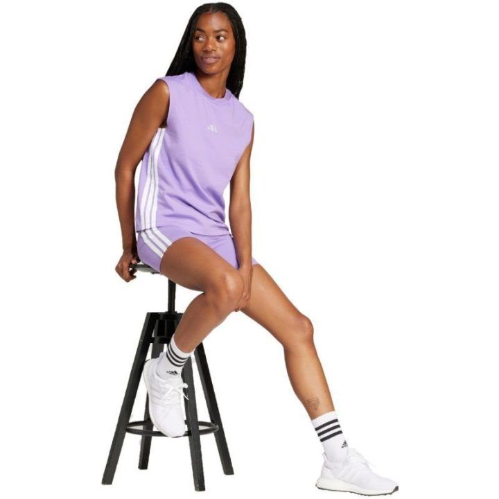 Moteriški šortai aukštu liemeniu adidas Essentials, violetiniai