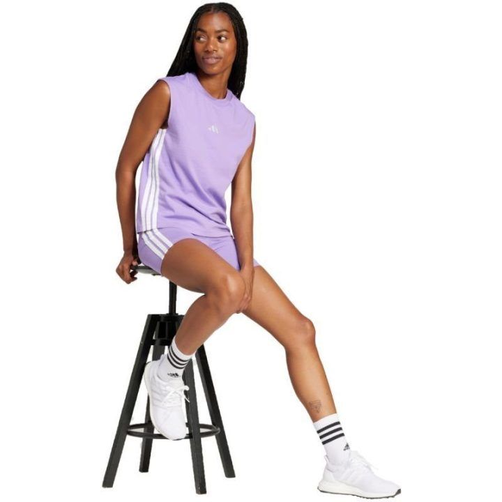 Moteriški šortai aukštu liemeniu adidas Essentials, violetiniai