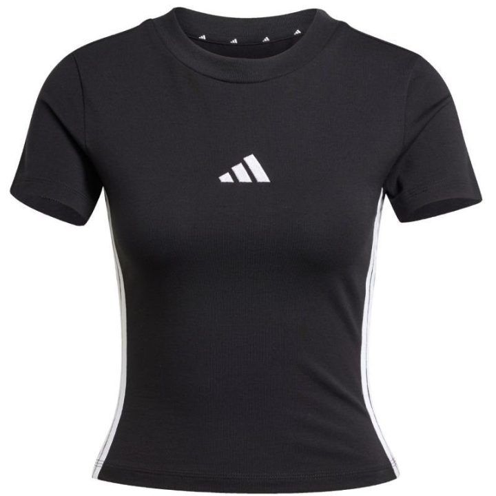 Medvilniniai moteriški marškinėliai adidas, juodi ir balti