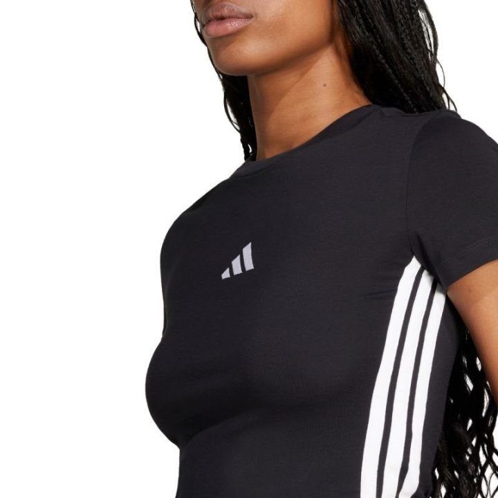 Medvilniniai moteriški marškinėliai adidas, juodi ir balti