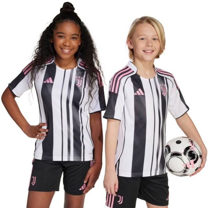Vaikiški namų marškinėliai adidas Juventus 25/26, balti ir juodi