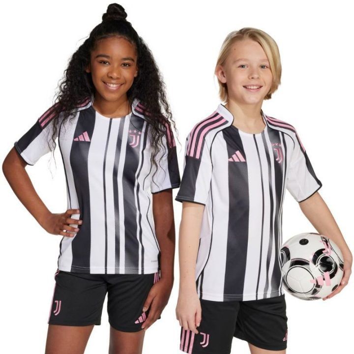 Vaikiški namų marškinėliai adidas Juventus 25/26, balti ir juodi