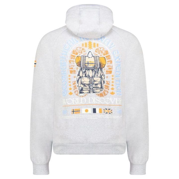 Vyriškas džemperis su gobtuvu Geographical Norway, pilkas melanžinis