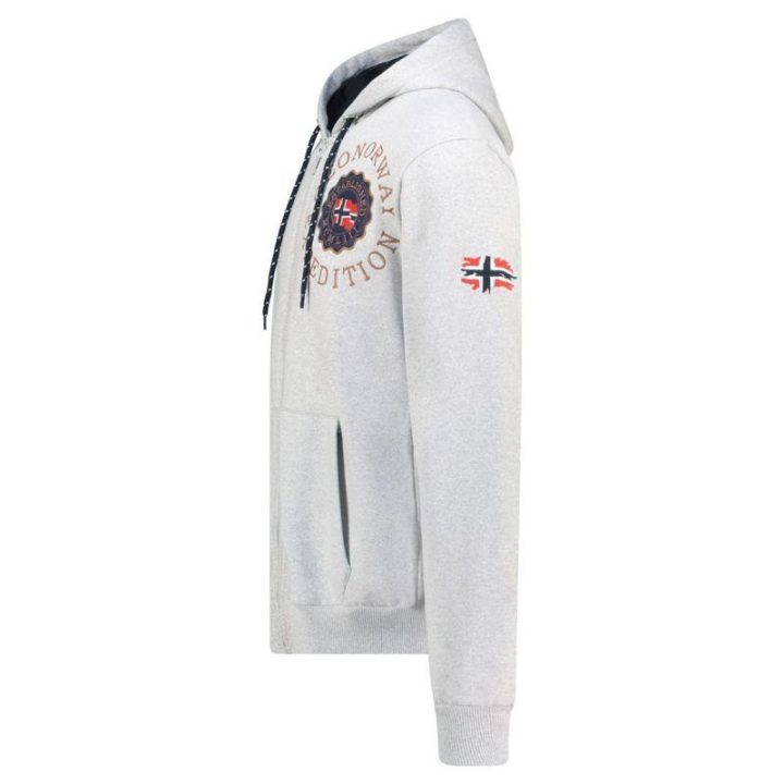 Vyriškas džemperis su gobtuvu Geographical Norway, pilkas melanžinis