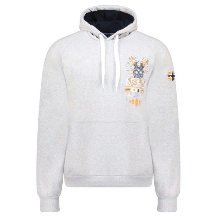 Vyriškas džemperis su gobtuvu Geographical Norway, pilkas melanžinis