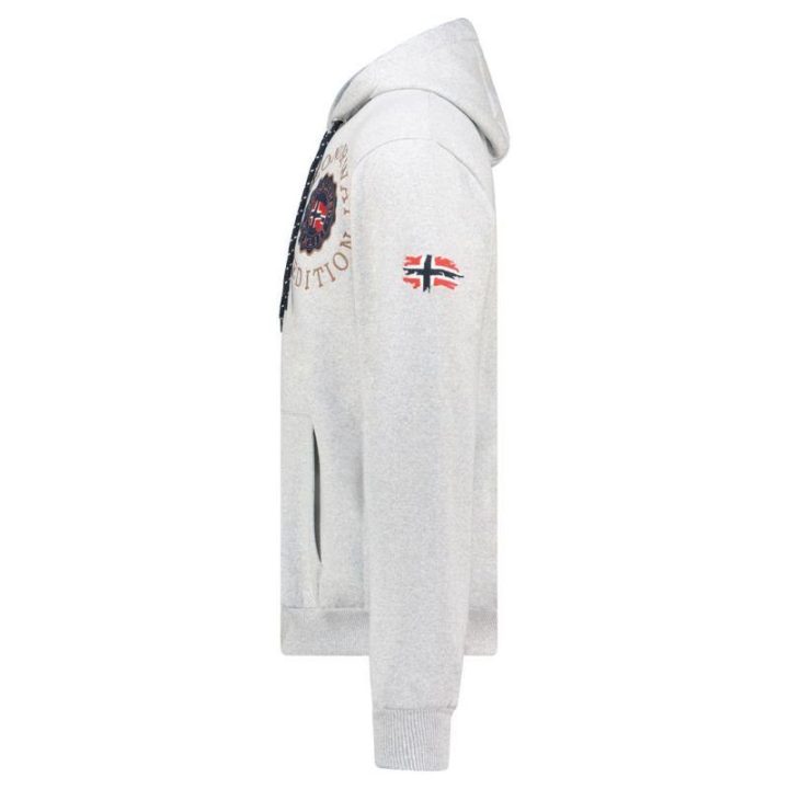 Vyriškas džemperis su gobtuvu Geographical Norway, pilkas melanžinis