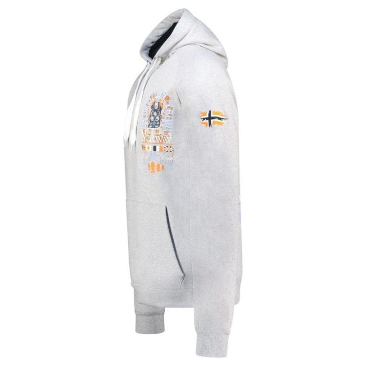 Vyriškas džemperis su gobtuvu Geographical Norway, pilkas melanžinis