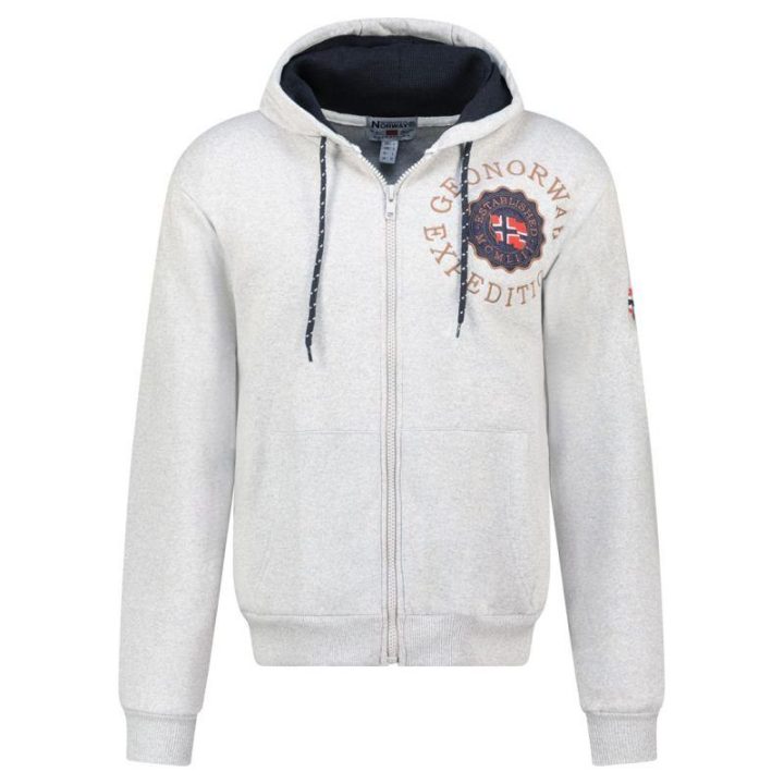 Vyriškas džemperis su gobtuvu Geographical Norway, pilkas melanžas