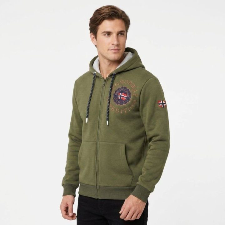 Vyriškas džemperis su gobtuvu Geographical Norway, chaki