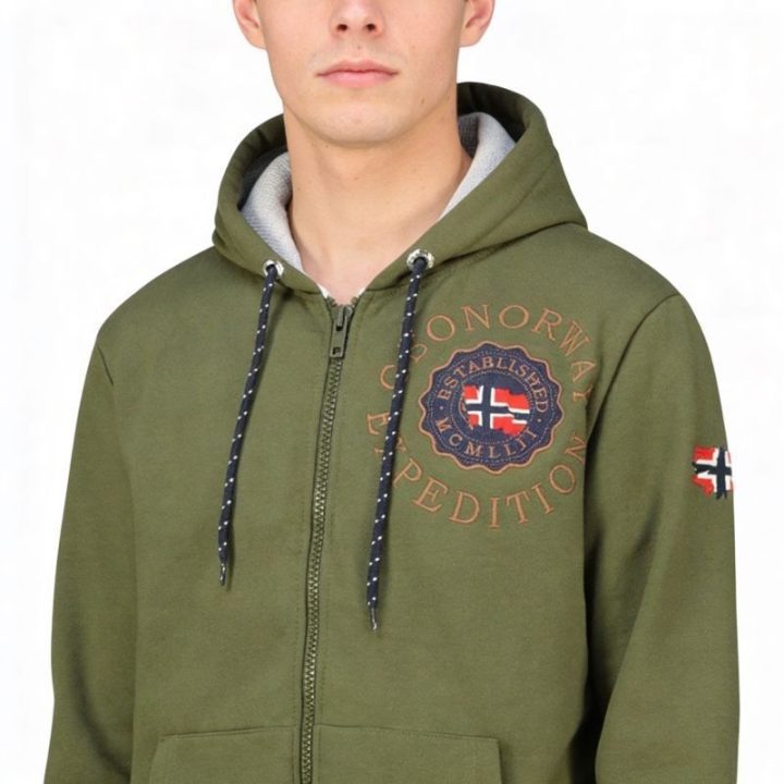 Vyriškas džemperis su gobtuvu Geographical Norway, chaki
