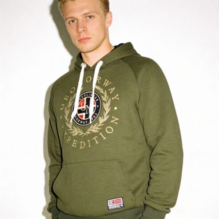 Vyriškas džemperis su gobtuvu Geographical Norway Giger, chaki
