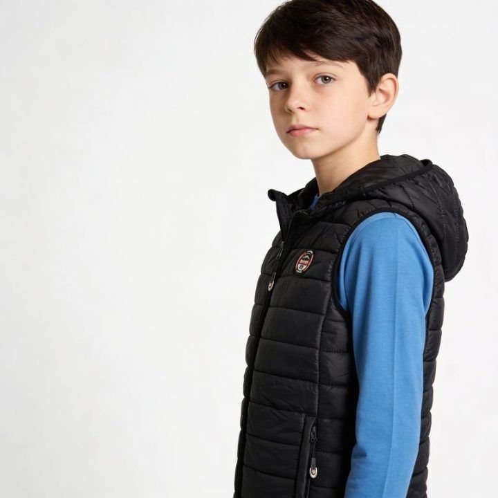 Liemenė mergaitėms su pašiltintu gobtuvu Geographical Norway, juoda
