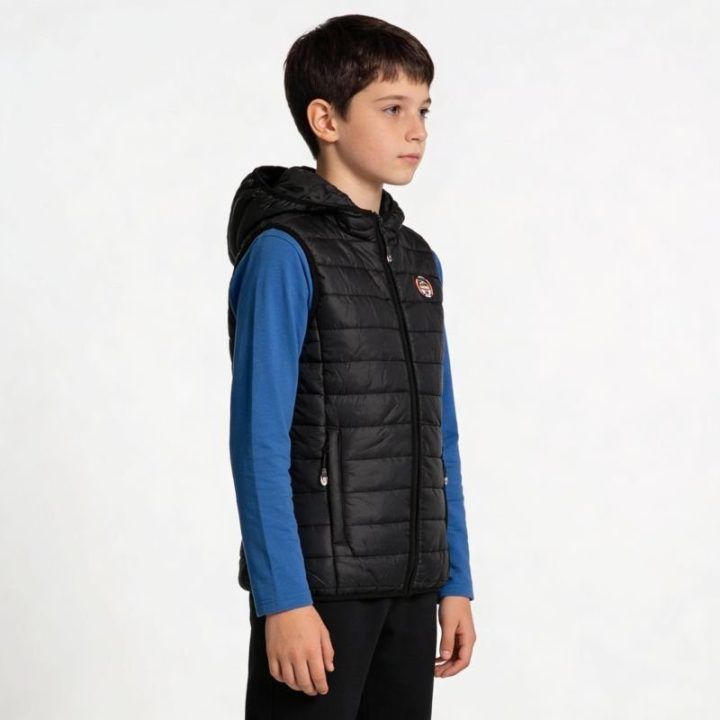 Liemenė mergaitėms su pašiltintu gobtuvu Geographical Norway, juoda