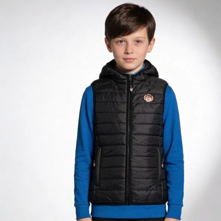 Liemenė mergaitėms su pašiltintu gobtuvu Geographical Norway, juoda