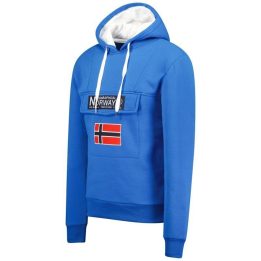 Vyriškas džemperis su gobtuvu Geographical Norway, mėlynas ir baltas