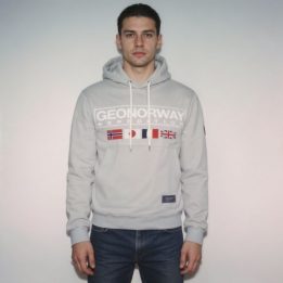 Vyriškas džemperis su gobtuvu Geographical Norway, pilkas