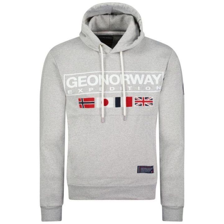 Vyriškas džemperis su gobtuvu Geographical Norway, pilkas