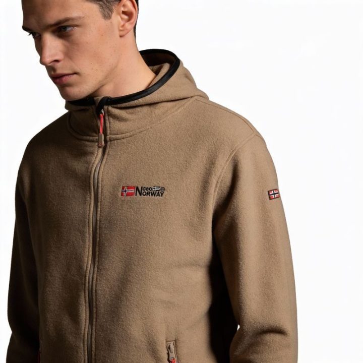 Vyriškas džemperis su gobtuvu Geographical Norway, pilkai rudas