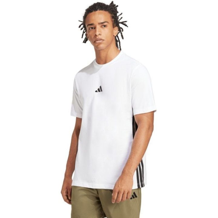 Vyriški medvilniniai marškinėliai adidas Essentials 3-Stripes, balti