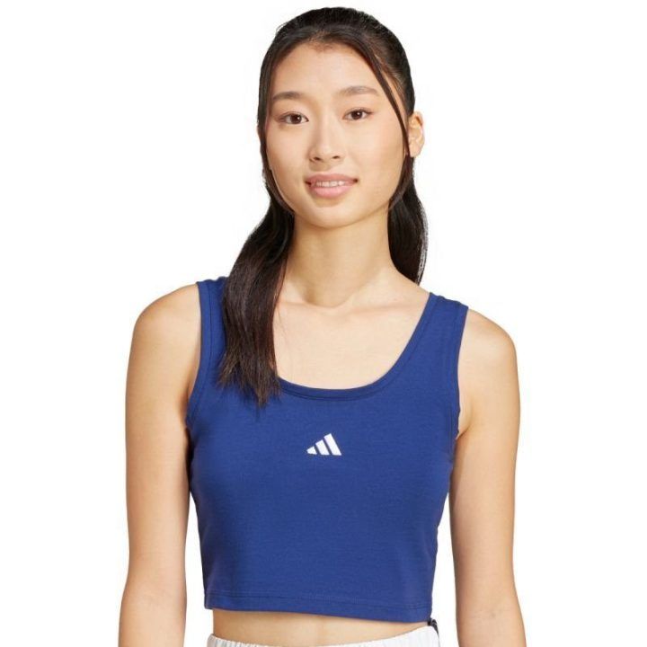 Moteriški trumpi medvilniniai marškinėliai be rankovių adidas Essentials, mėlyni