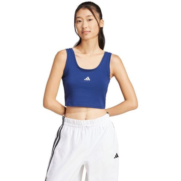 Moteriški trumpi medvilniniai marškinėliai be rankovių adidas Essentials, mėlyni