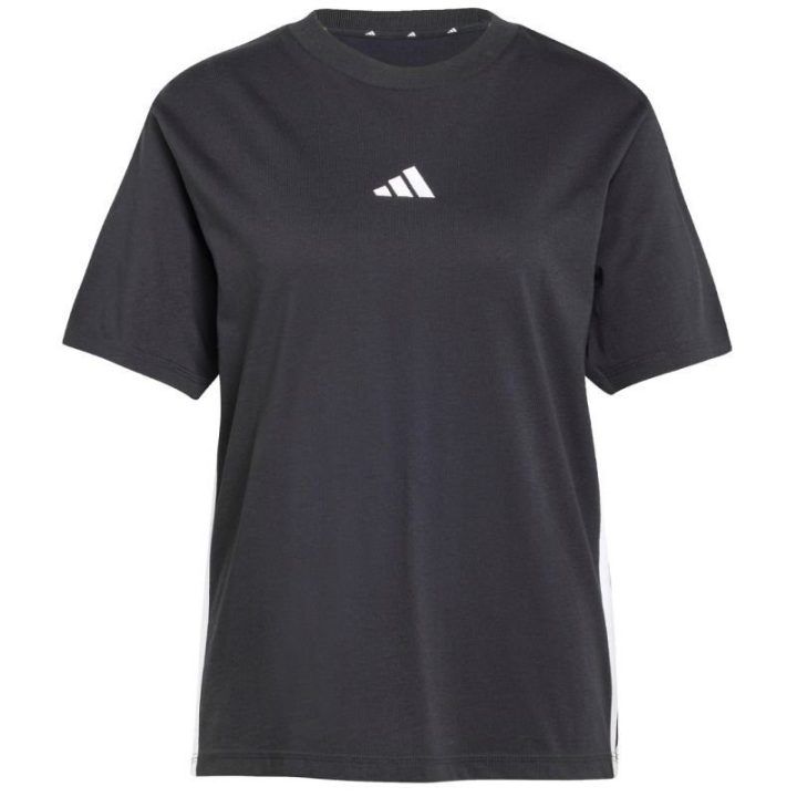 Moteriški medvilniniai marškinėliai adidas Essentials 3-Stripes, juodi
