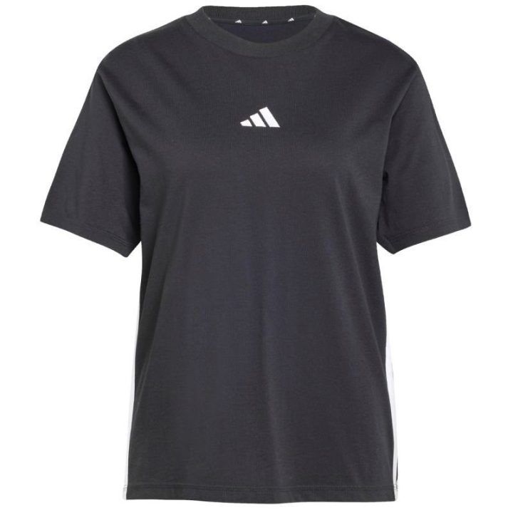 Moteriški medvilniniai marškinėliai adidas Essentials 3-Stripes, juodi