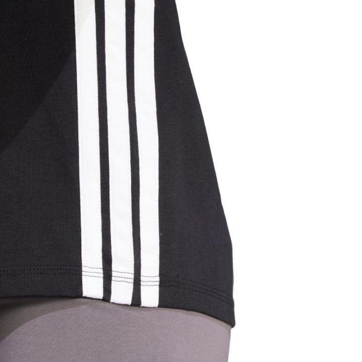 Moteriški medvilniniai marškinėliai adidas Essentials 3-Stripes, juodi