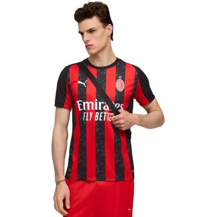 Vyriški namų futbolo marškinėliai Puma AC Milan, juodi ir raudoni
