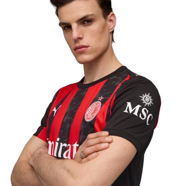 Vyriški namų futbolo marškinėliai Puma AC Milan, juodi ir raudoni