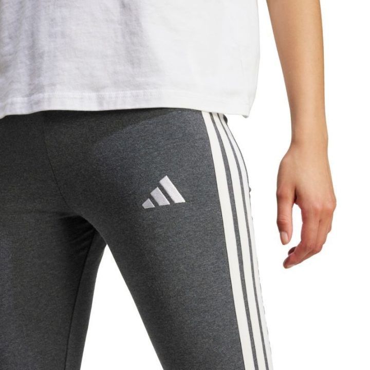 Moteriškos medvilninės tamprės adidas Essentials 3-Stripes, pilkos