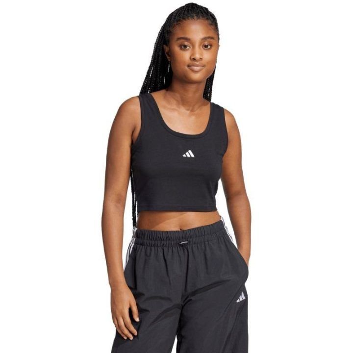 Moteriški trumpi medvilniniai marškinėliai adidas Essentials, juodi