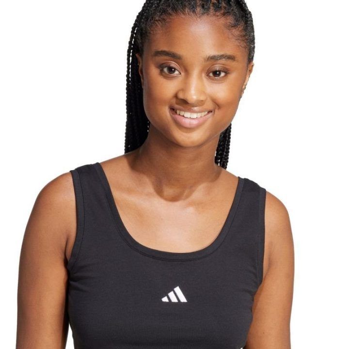 Moteriški trumpi medvilniniai marškinėliai adidas Essentials, juodi