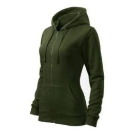 Moteriškas džemperis su gobtuvu ir užtrauktuku Malfini Trendy Zipper, chaki