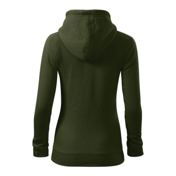 Moteriškas džemperis su gobtuvu ir užtrauktuku Malfini Trendy Zipper, chaki