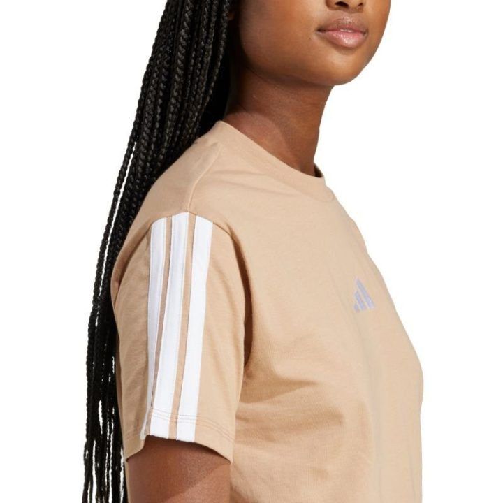 Moteriški medvilniniai marškinėliai adidas Essentials 3-Stripes Cotton