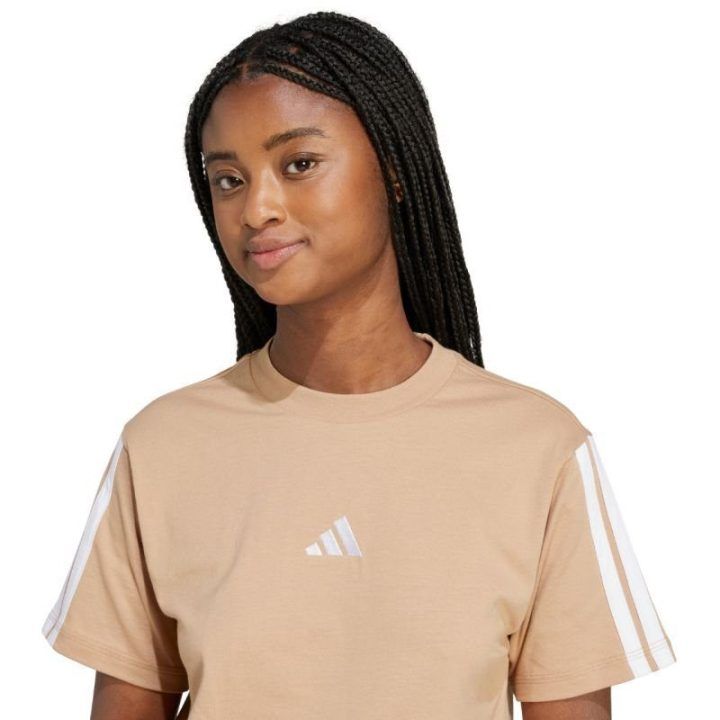 Moteriški medvilniniai marškinėliai adidas Essentials 3-Stripes Cotton