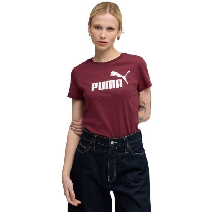 Moteriški medvilniniai marškinėliai Puma Ess No.1 Logo, bordo