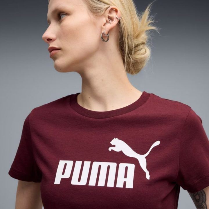 Moteriški medvilniniai marškinėliai Puma Ess No.1 Logo, bordo