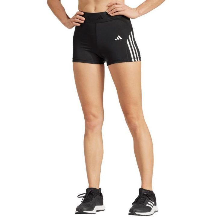 Moteriški šortai aukštu liemeniu adidas Hyperglam 3-Inch, juodi