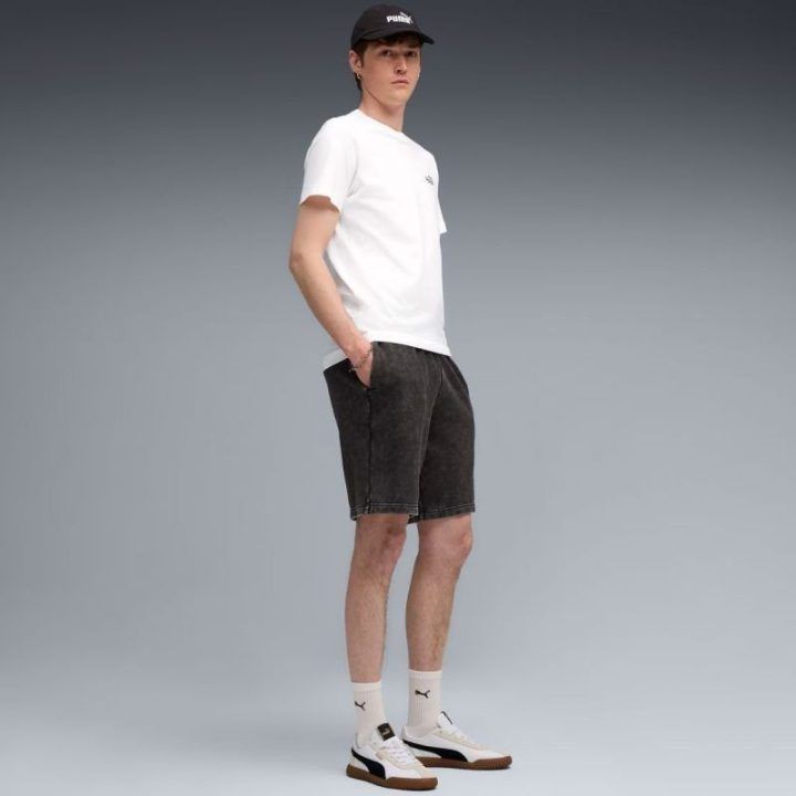 Vyriški šortai Puma Ess Elevated Relaxed Wash, juodi ir pilki