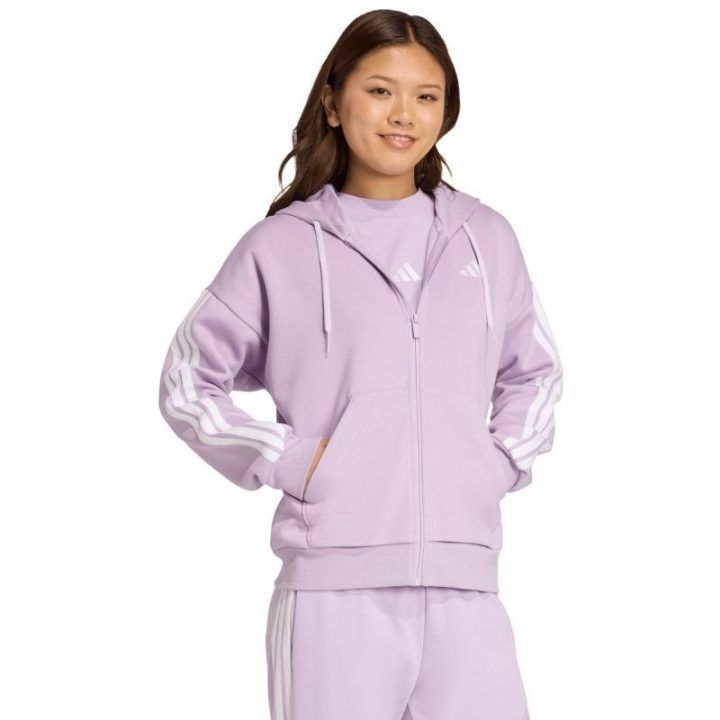 Moteriškas džemperis su gobtuvu adidas Essentials 3-Stripes, violetinis